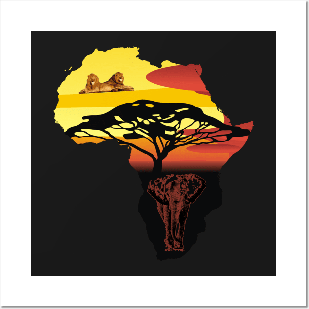 africa, elephant, lion Wall Art by hottehue